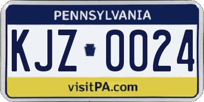 PA license plate KJZ0024