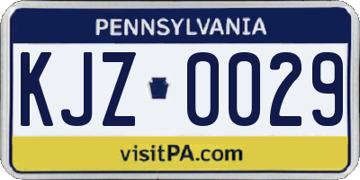 PA license plate KJZ0029