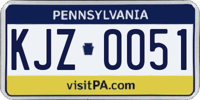 PA license plate KJZ0051