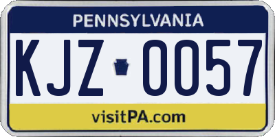PA license plate KJZ0057