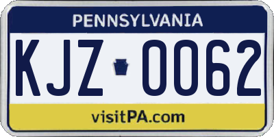PA license plate KJZ0062
