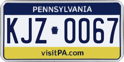 PA license plate KJZ0067