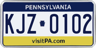 PA license plate KJZ0102