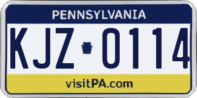 PA license plate KJZ0114