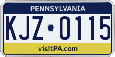PA license plate KJZ0115
