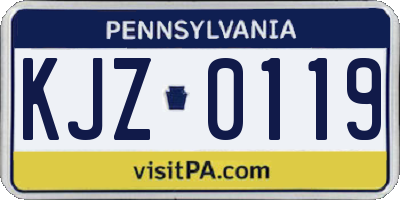 PA license plate KJZ0119