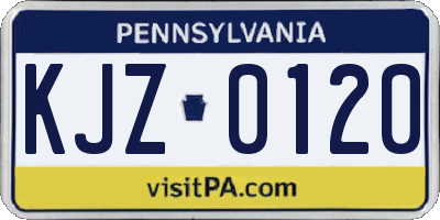 PA license plate KJZ0120