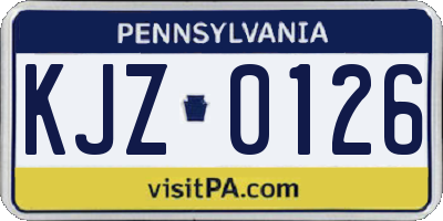 PA license plate KJZ0126