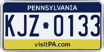PA license plate KJZ0133