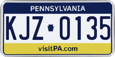 PA license plate KJZ0135