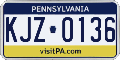 PA license plate KJZ0136