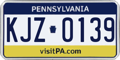 PA license plate KJZ0139