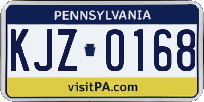 PA license plate KJZ0168