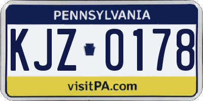 PA license plate KJZ0178