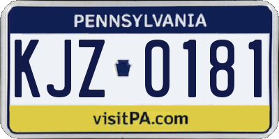 PA license plate KJZ0181