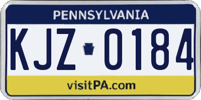 PA license plate KJZ0184