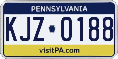 PA license plate KJZ0188