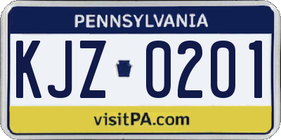 PA license plate KJZ0201