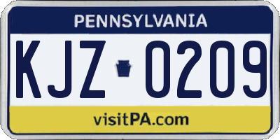 PA license plate KJZ0209