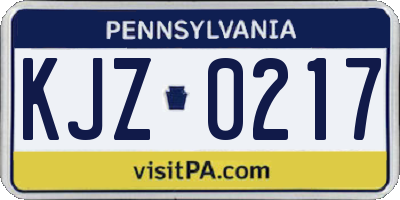 PA license plate KJZ0217