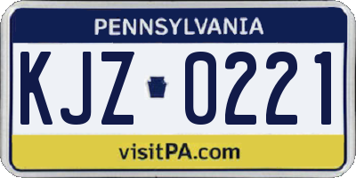 PA license plate KJZ0221