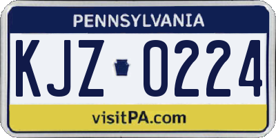 PA license plate KJZ0224