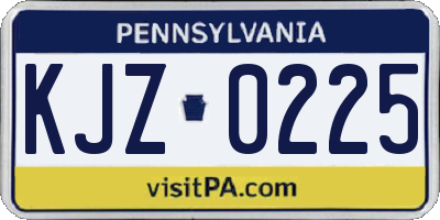 PA license plate KJZ0225