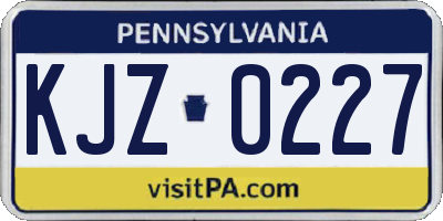 PA license plate KJZ0227
