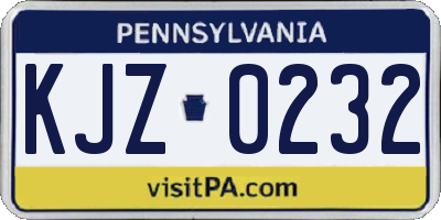 PA license plate KJZ0232