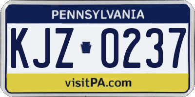 PA license plate KJZ0237