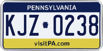 PA license plate KJZ0238
