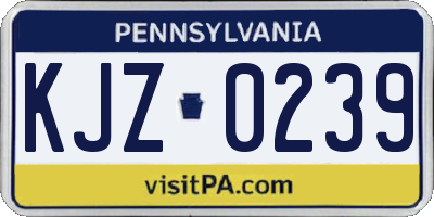 PA license plate KJZ0239