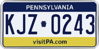 PA license plate KJZ0243