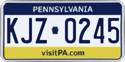 PA license plate KJZ0245
