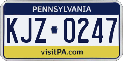 PA license plate KJZ0247