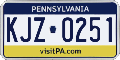 PA license plate KJZ0251