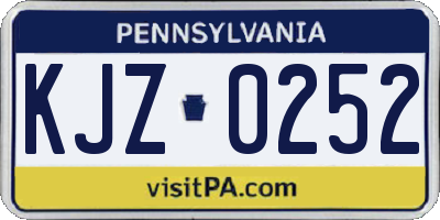 PA license plate KJZ0252