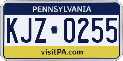PA license plate KJZ0255