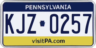 PA license plate KJZ0257