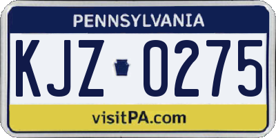 PA license plate KJZ0275