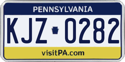 PA license plate KJZ0282