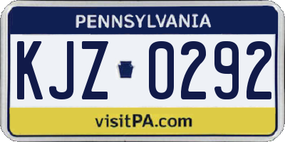 PA license plate KJZ0292