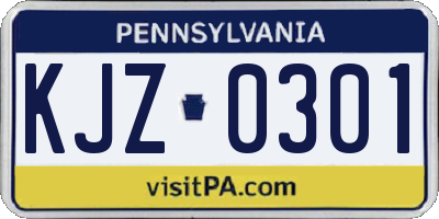 PA license plate KJZ0301