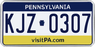 PA license plate KJZ0307
