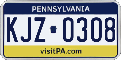PA license plate KJZ0308