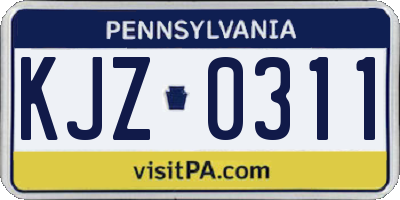 PA license plate KJZ0311