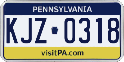 PA license plate KJZ0318