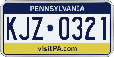 PA license plate KJZ0321