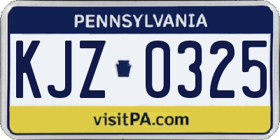 PA license plate KJZ0325