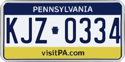 PA license plate KJZ0334